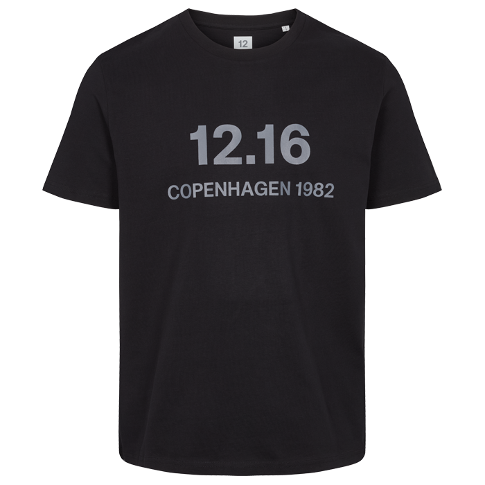 Twelve Sixteen T-Shirt 100% Økologisk Bomuld  12.16 logo Sort